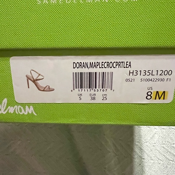 NWT SAM EDELMAN” Doran “ Strappy Open Toe Patent Leather Stiletto Heels Sandals - Picture 13 of 15